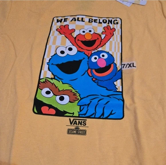 Vans Sesame Street Youth XL Kids Yellow Sesame Street T-Shirt 102025 - Picture 5 of 9